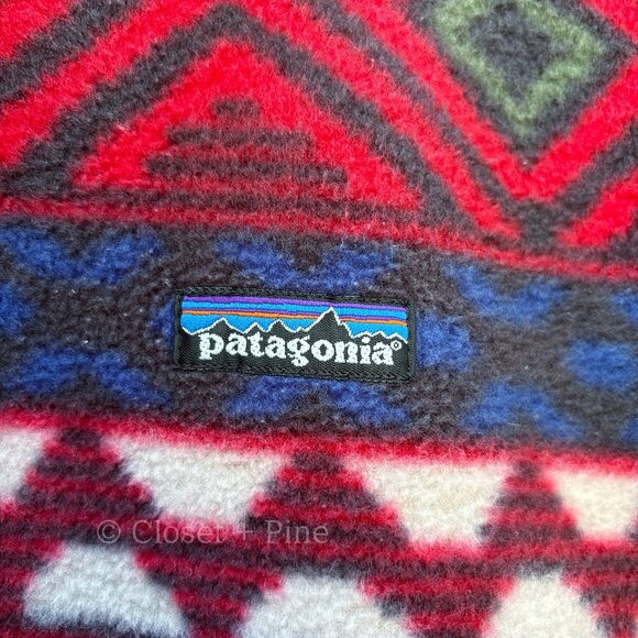 Patagonia‎ Vintage Saltillo Burnt Chili Synchilla Snap-T Fleece Size Large 90s - Picture 7 of 15